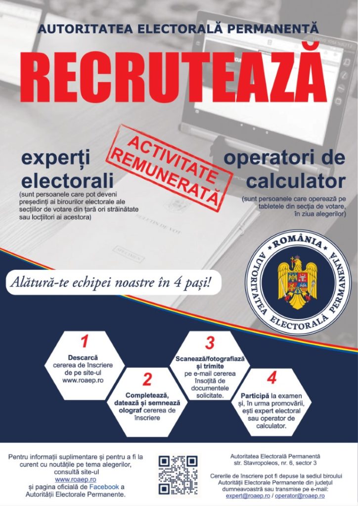 AEP recrutează experți electorali și operatori de calculator